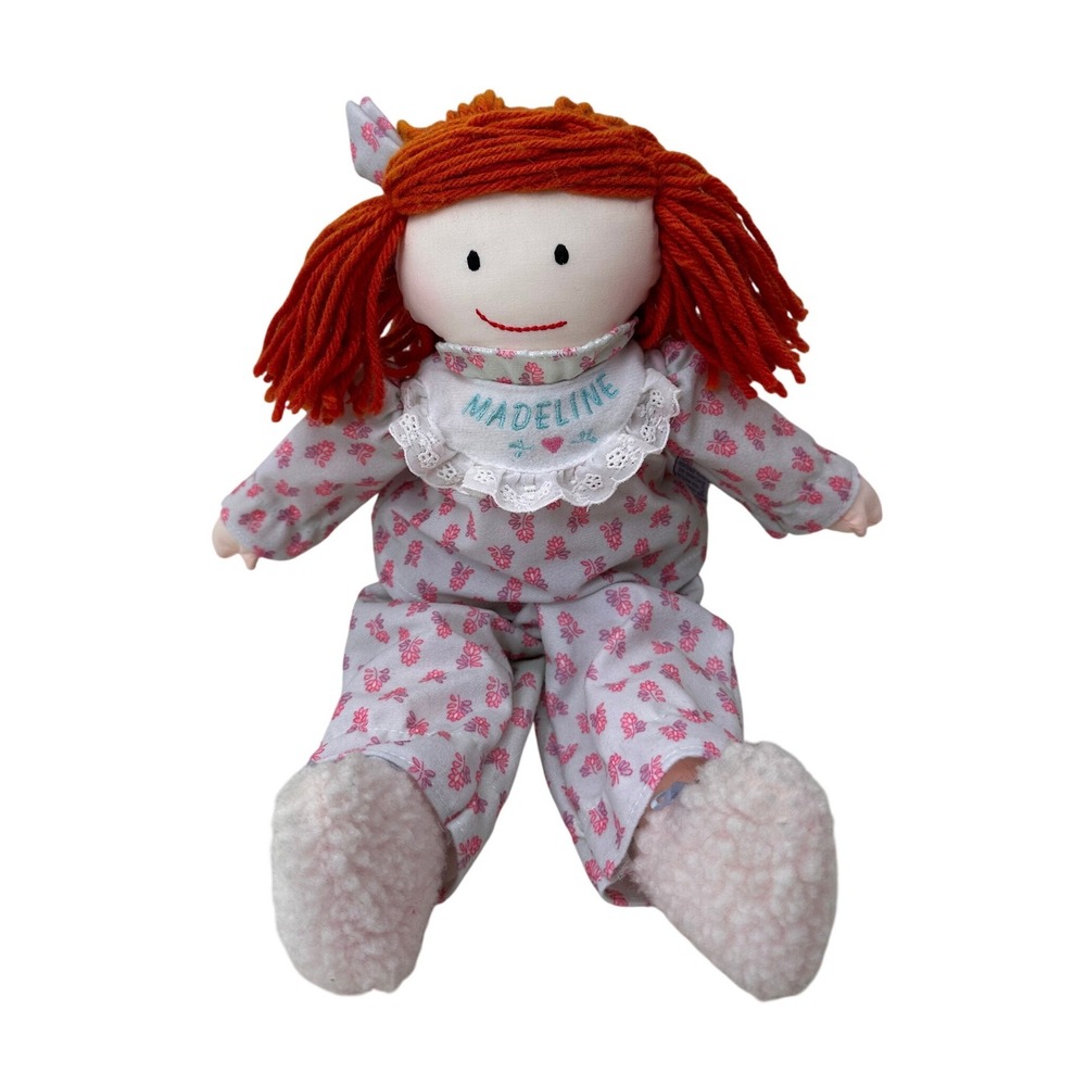 Eden Madeline‎ Plush Rag Doll Vintage 1996 15" Red Yarn Hair PJ Lovey Kids Toy